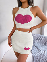 Casual Love Contrast Color Cropped Top Bag Hip Skirt Set Clothing